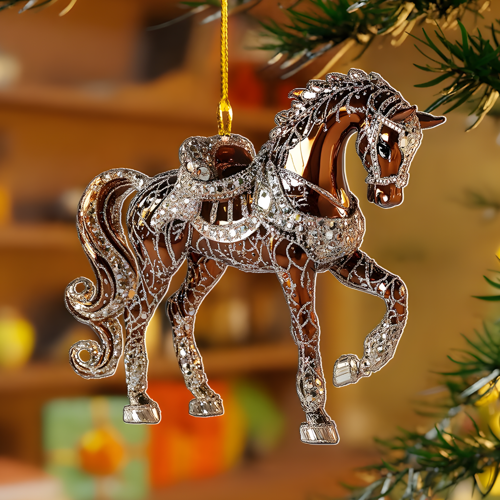 Skanto | Christmas Ornament Horse Acrylic Rhinestone Hanging Tree Decor