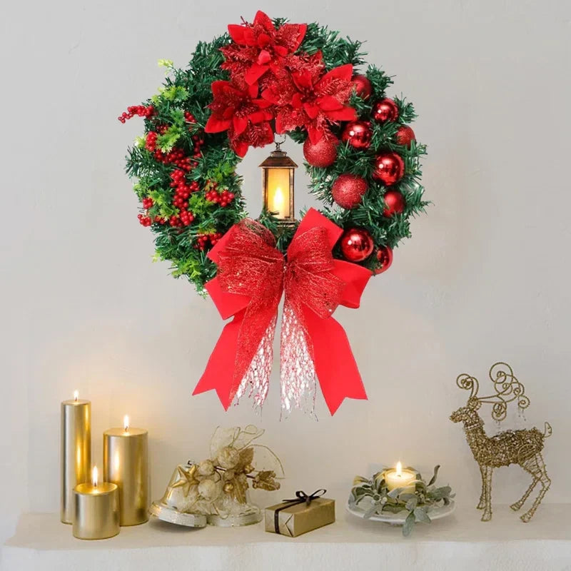 Skanto | Christmas Wreath with LED Lights and Bow