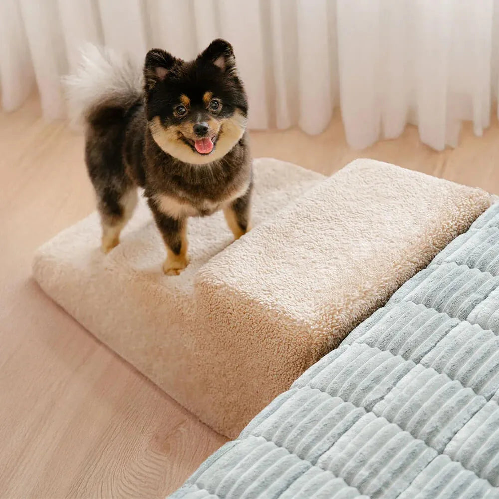 Soft foam stairs for small and older dogs – ramp next to the bed