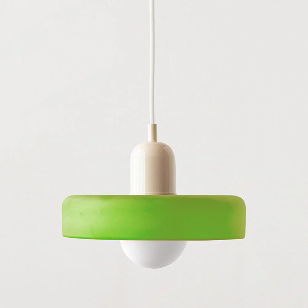 Colorful glass pendant light in Bauhaus style