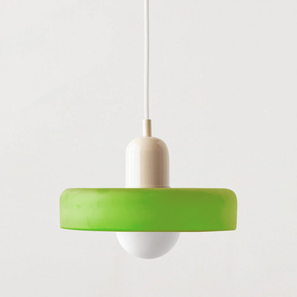 Colorful glass pendant light in Bauhaus style