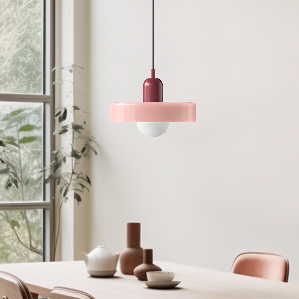 Colorful glass pendant light in Bauhaus style