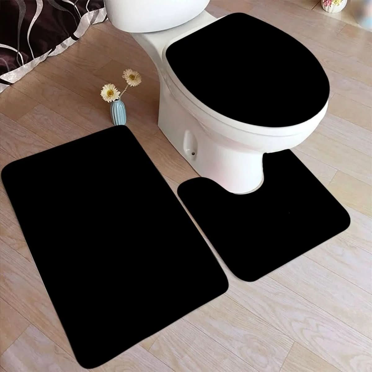 BowLift | 3-piece bath rug set with non-slip flannel surface