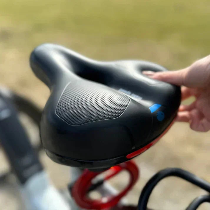 Bicycle saddle with gel cushion and shock absorption