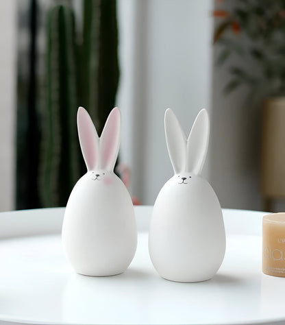 BowLift | ConeyBliss Minimalist Ceramic Bunny – Elegant White Easter Rabbit Figurine Decor