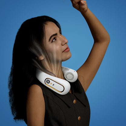 CoolEase | Portable Neck Fan – Bladeless Hands-Free Cooling – Five Speeds USB-C – Travel Office Shuttle Karnz