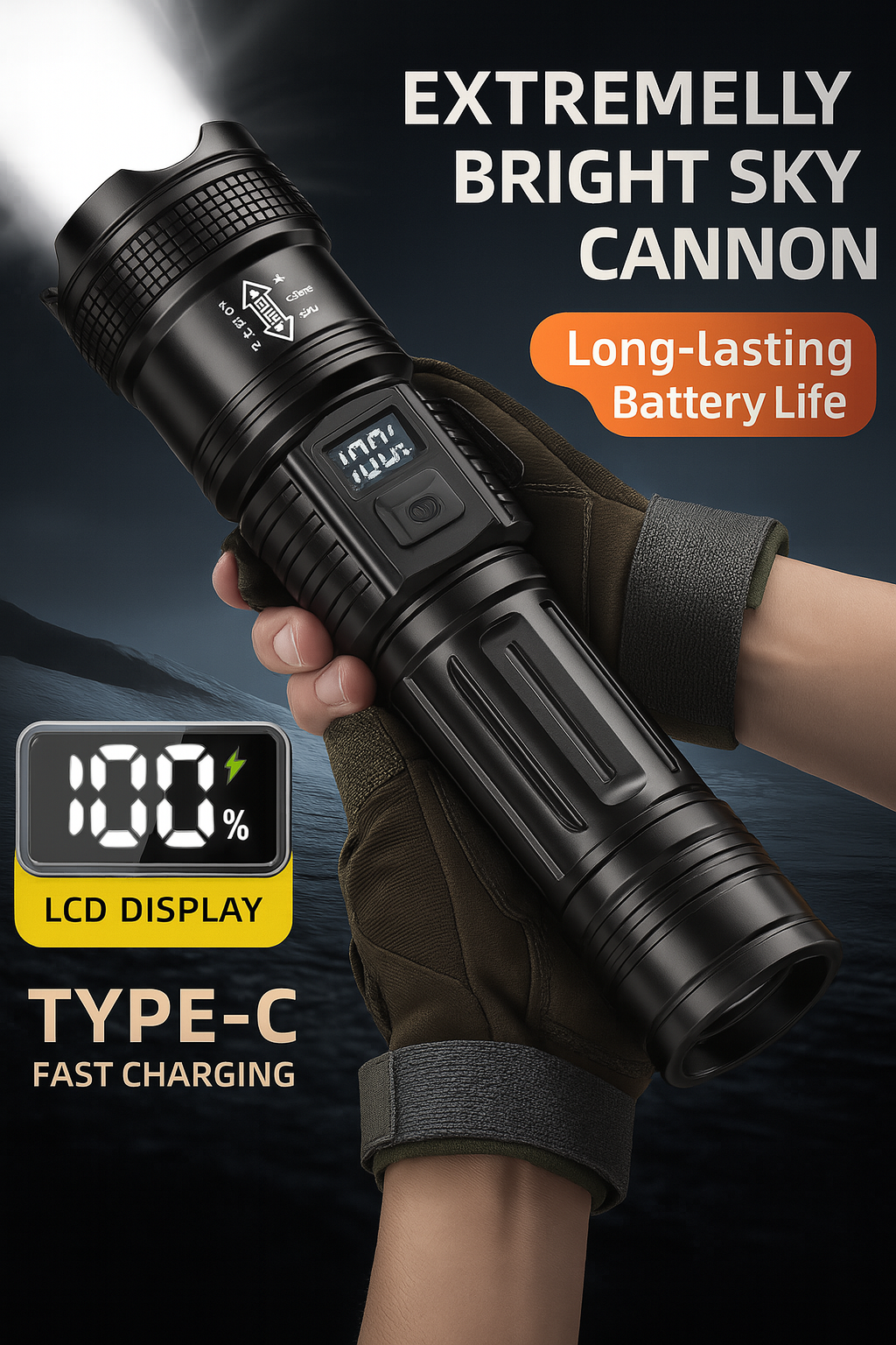 Skanto | LED Flashlight with Zoom and Power Bank