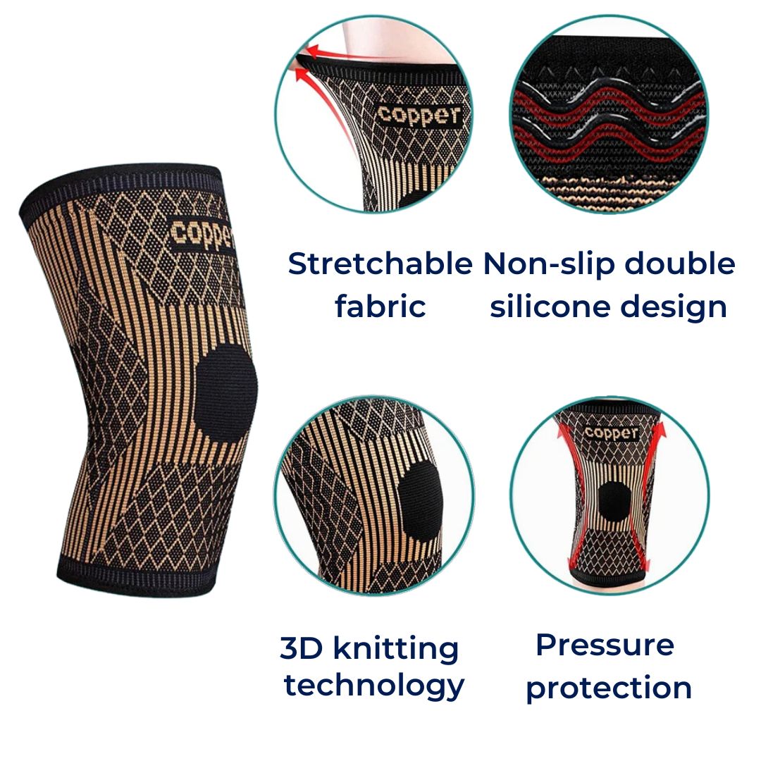 CopperFlex Knee Compression Sleeve | for Pain Relief - Support - Mobility - perfect for Athletes, Arthritis, Seniors, and Injury Recovery Bowlift