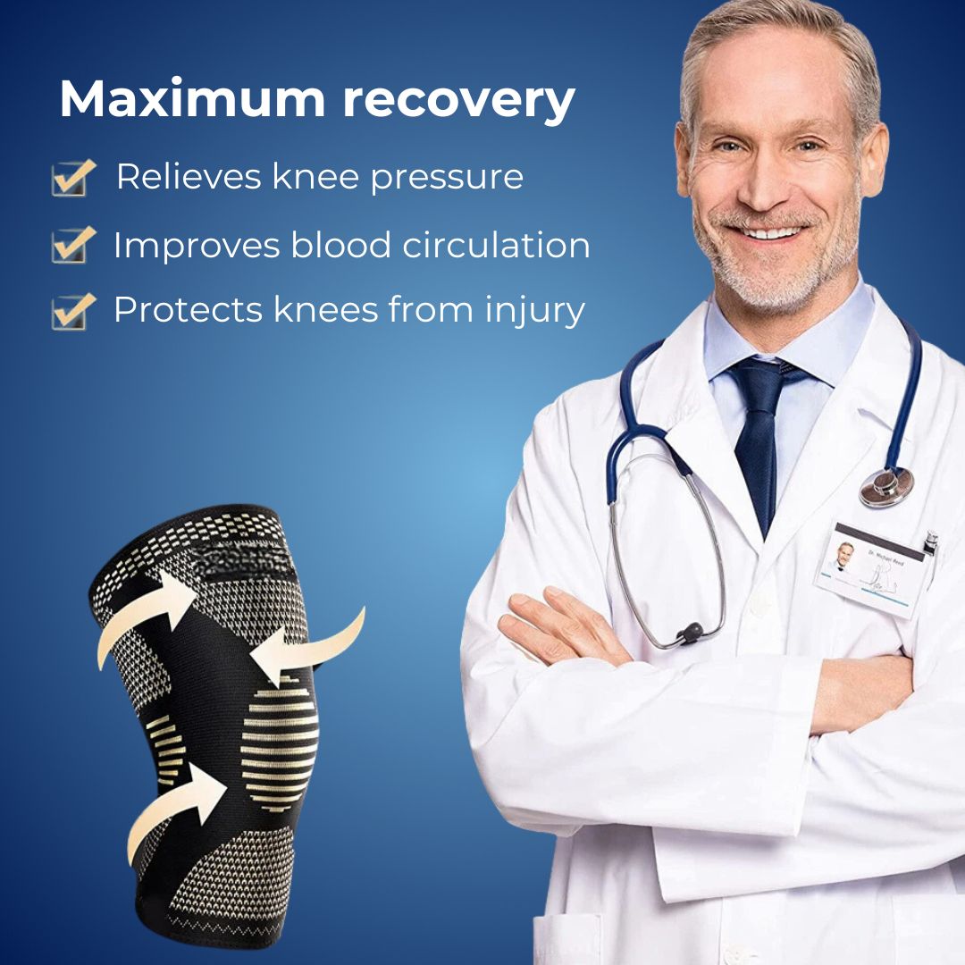 CopperFlex Knee Compression Sleeve | for Pain Relief - Support - Mobility - perfect for Athletes, Arthritis, Seniors, and Injury Recovery Bowlift