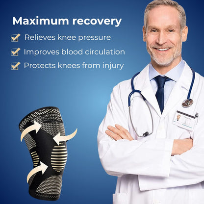 CopperFlex Knee Compression Sleeve | for Pain Relief - Support - Mobility - perfect for Athletes, Arthritis, Seniors, and Injury Recovery Bowlift
