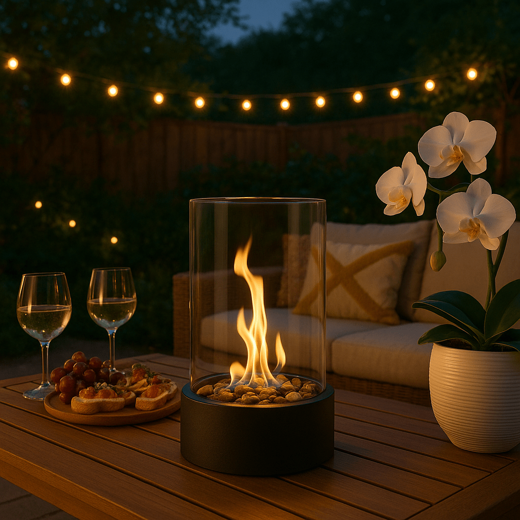 BowLift | Modern Bioethanol Table Fireplace with Real Flame Display & Scandinavian Design
