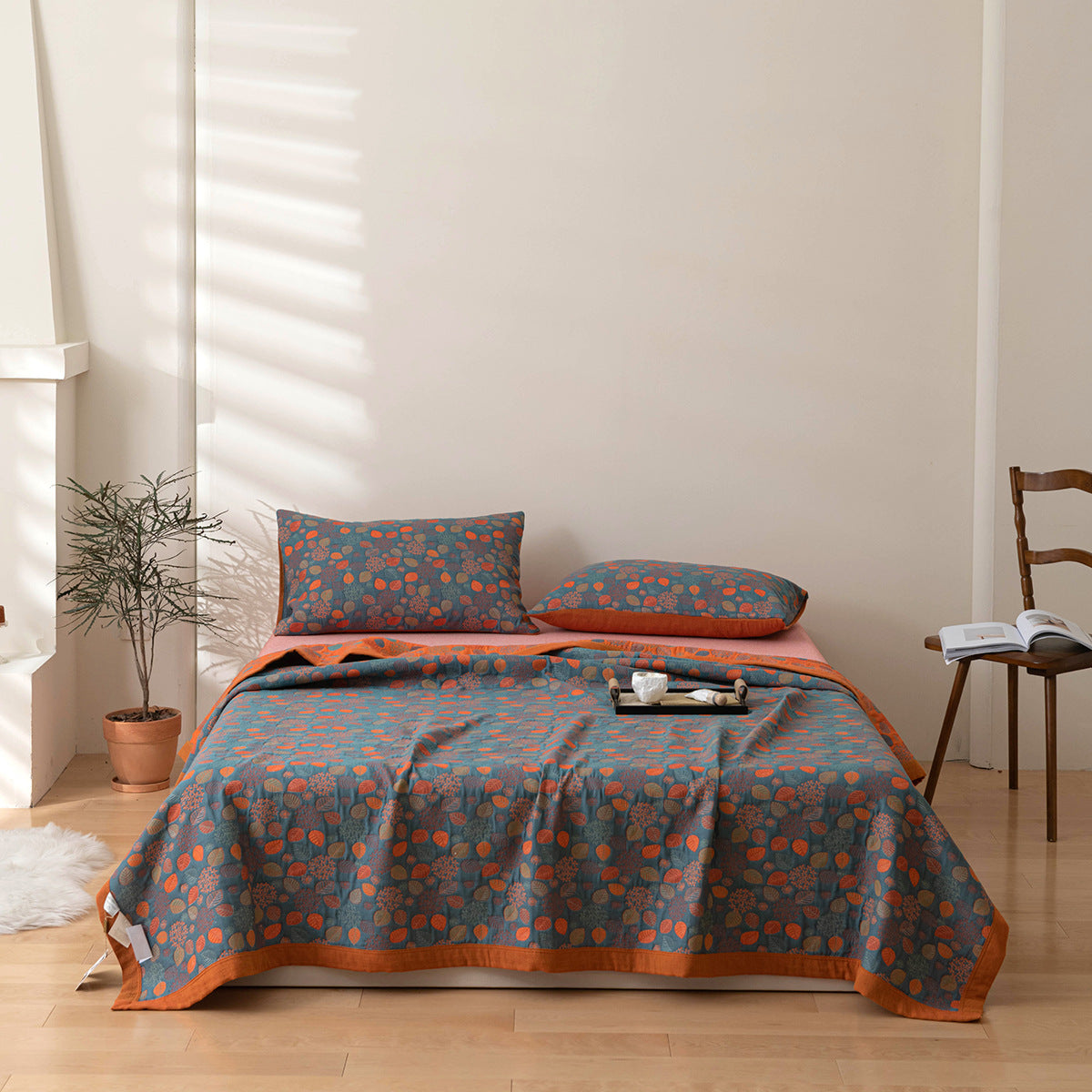 COTTON REVERSIBLE QUILTED BEDCOVER + Matching Pillow Cases - All in One Set Bowlift
