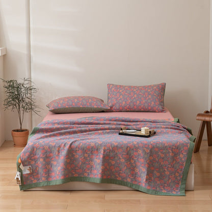 COTTON REVERSIBLE QUILTED BEDCOVER + Matching Pillow Cases - All in One Set Bowlift