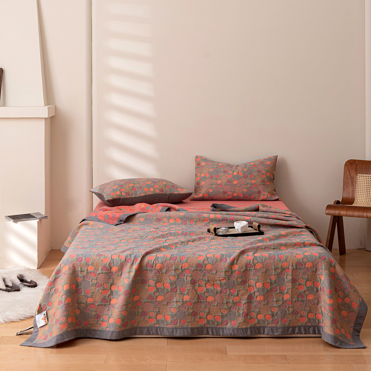 COTTON REVERSIBLE QUILTED BEDCOVER + Matching Pillow Cases - All in One Set Bowlift