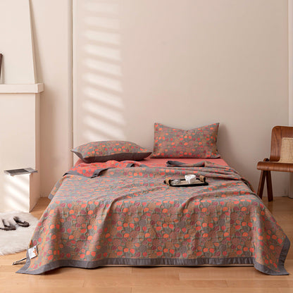 COTTON REVERSIBLE QUILTED BEDCOVER + Matching Pillow Cases - All in One Set Bowlift