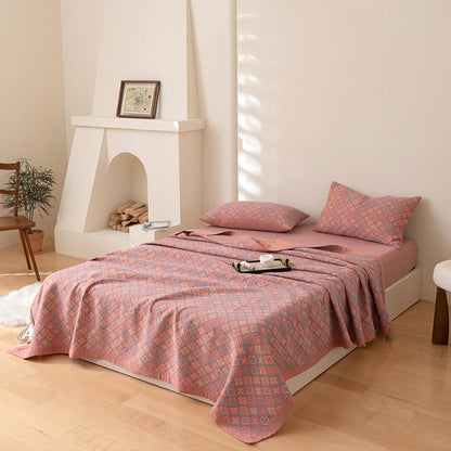 COTTON REVERSIBLE QUILTED BEDCOVER + Matching Pillow Cases - All in One Set Bowlift
