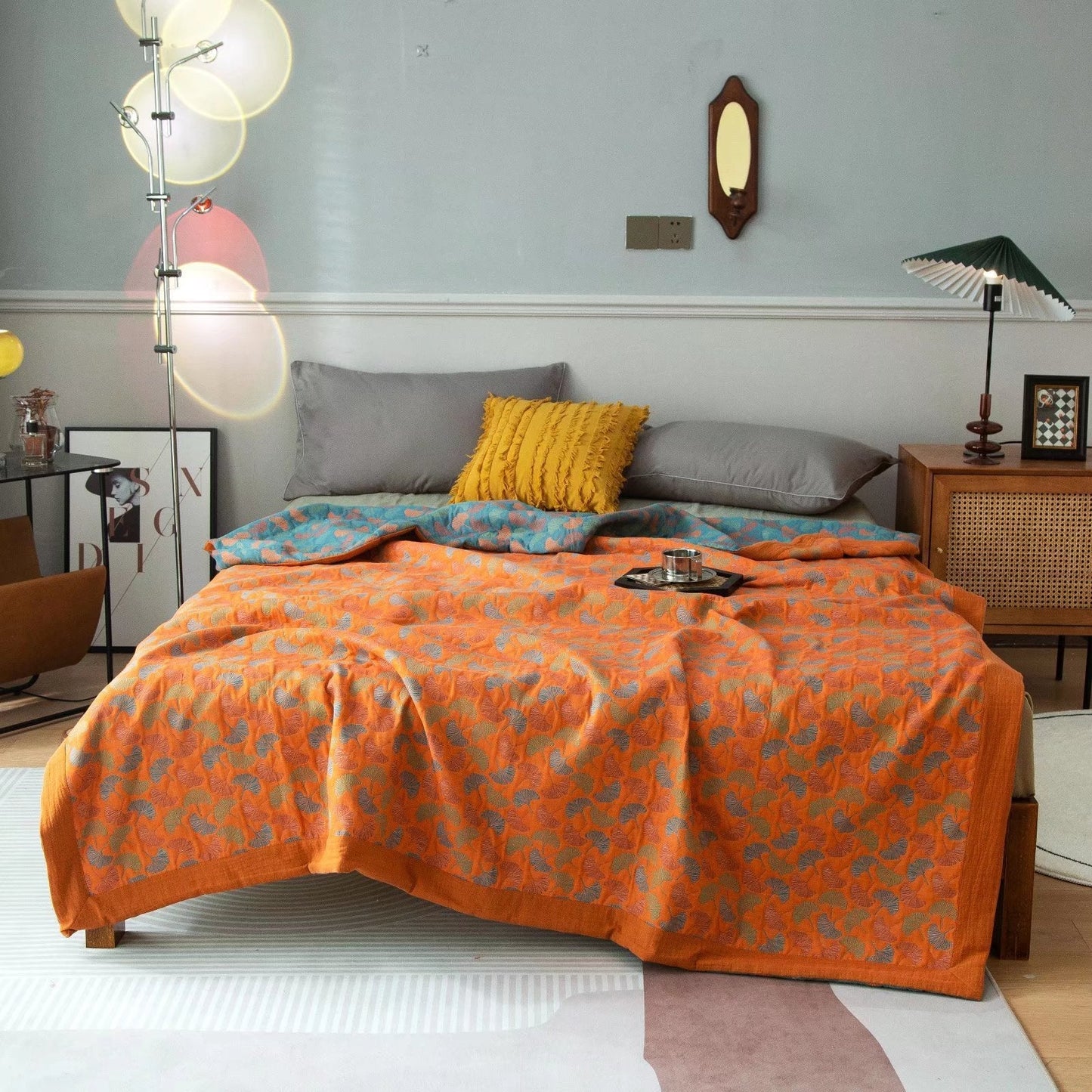 COTTON REVERSIBLE QUILTED BEDCOVER + Matching Pillow Cases - All in One Set Bowlift