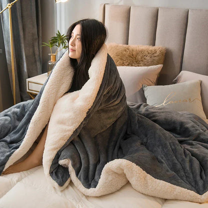 BowLift | CozyNest Reversible Wool Blanket – Flannel & Cashmere Warm Blanket for Winter