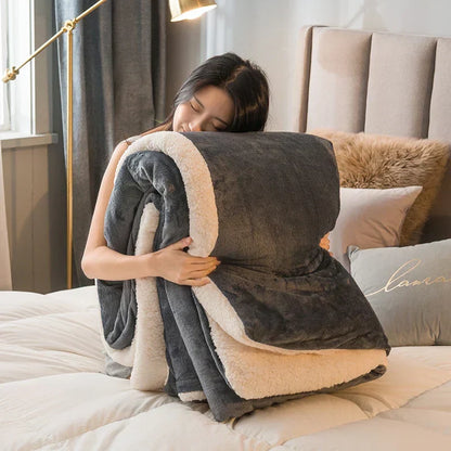 BowLift | CozyNest Reversible Wool Blanket – Flannel & Cashmere Warm Blanket for Winter