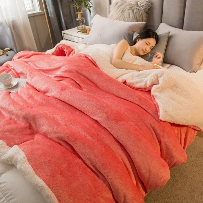 BowLift | CozyNest Reversible Wool Blanket – Flannel & Cashmere Warm Blanket for Winter