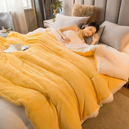 BowLift | CozyNest Reversible Wool Blanket – Flannel & Cashmere Warm Blanket for Winter