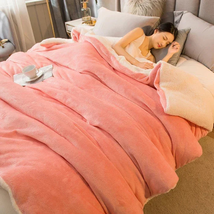 BowLift | CozyNest Reversible Wool Blanket – Flannel & Cashmere Warm Blanket for Winter