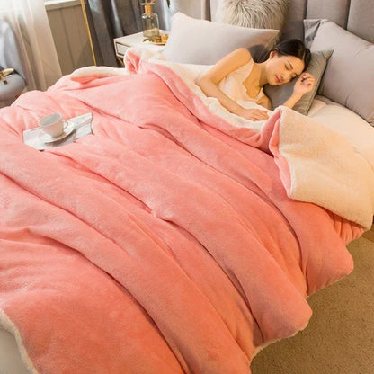 BowLift | CozyNest Reversible Wool Blanket – Flannel & Cashmere Warm Blanket for Winter