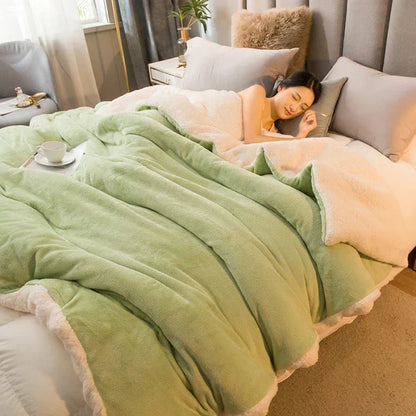 BowLift | CozyNest Reversible Wool Blanket – Flannel & Cashmere Warm Blanket for Winter