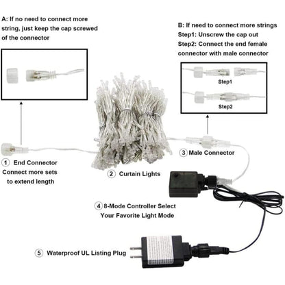Skanto Skanto | Curtain Lights with Modes and Waterproof Design