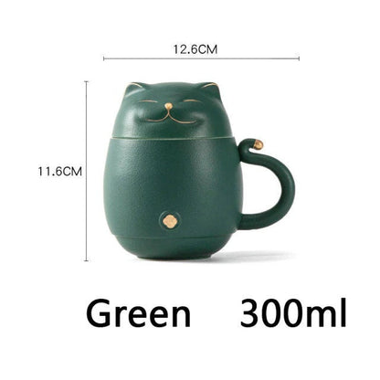 BowLift | Cute cat tea cup made of ceramic with strainer