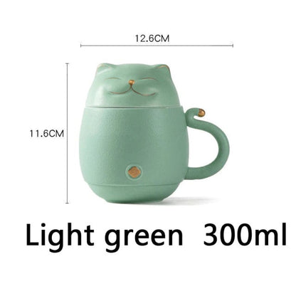 BowLift | Cute cat tea cup made of ceramic with strainer