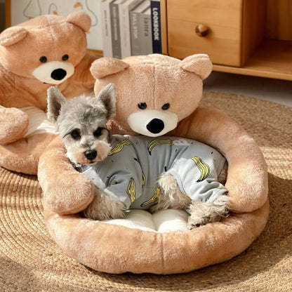 BowLift | Pet Bed Plush Bear Cuddle-Style Nest