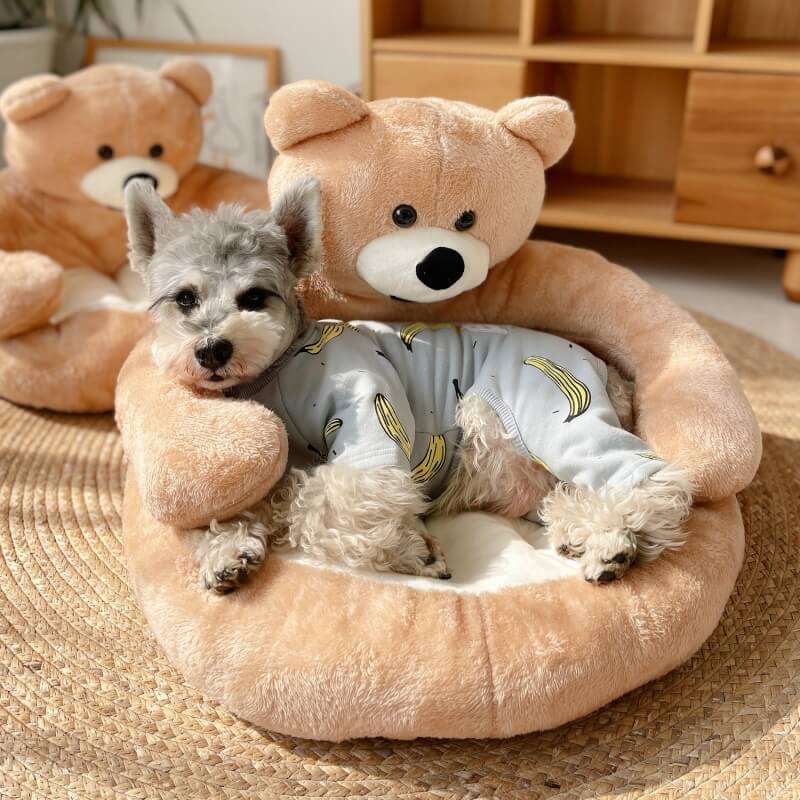BowLift | Pet Bed Plush Bear Cuddle-Style Nest