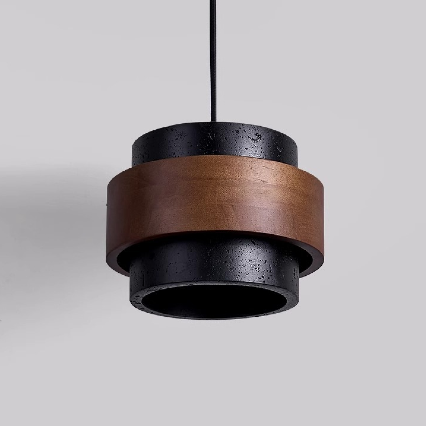 BowLift | Black Hanging Lamp Travertine with Adjustable Height – Modern Lamp for Living Room and Dining Room above Table