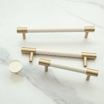 Skanto | Brass Solid Leather Handmade Cabinet Handles Drawer Inserts
