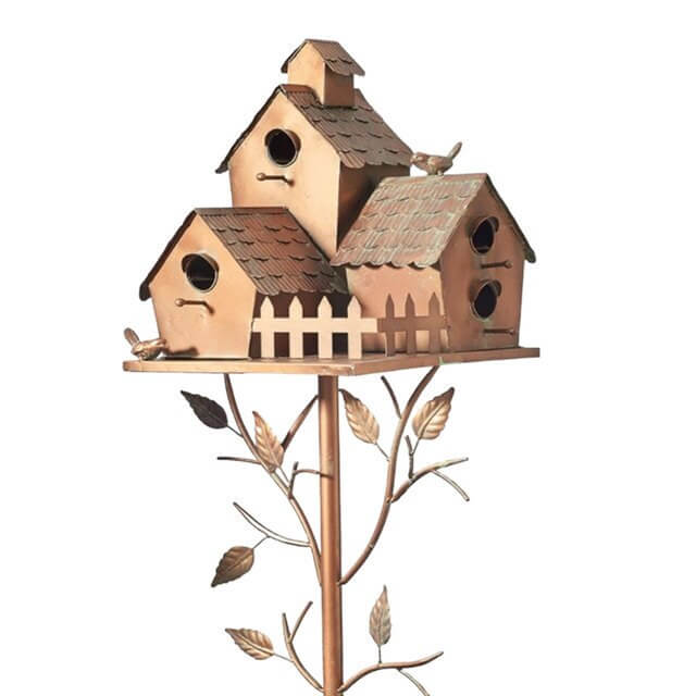 Skanto | Metal Garden Birdhouse Stake – Decorative Outdoor Birdhouse with Rustic Charm