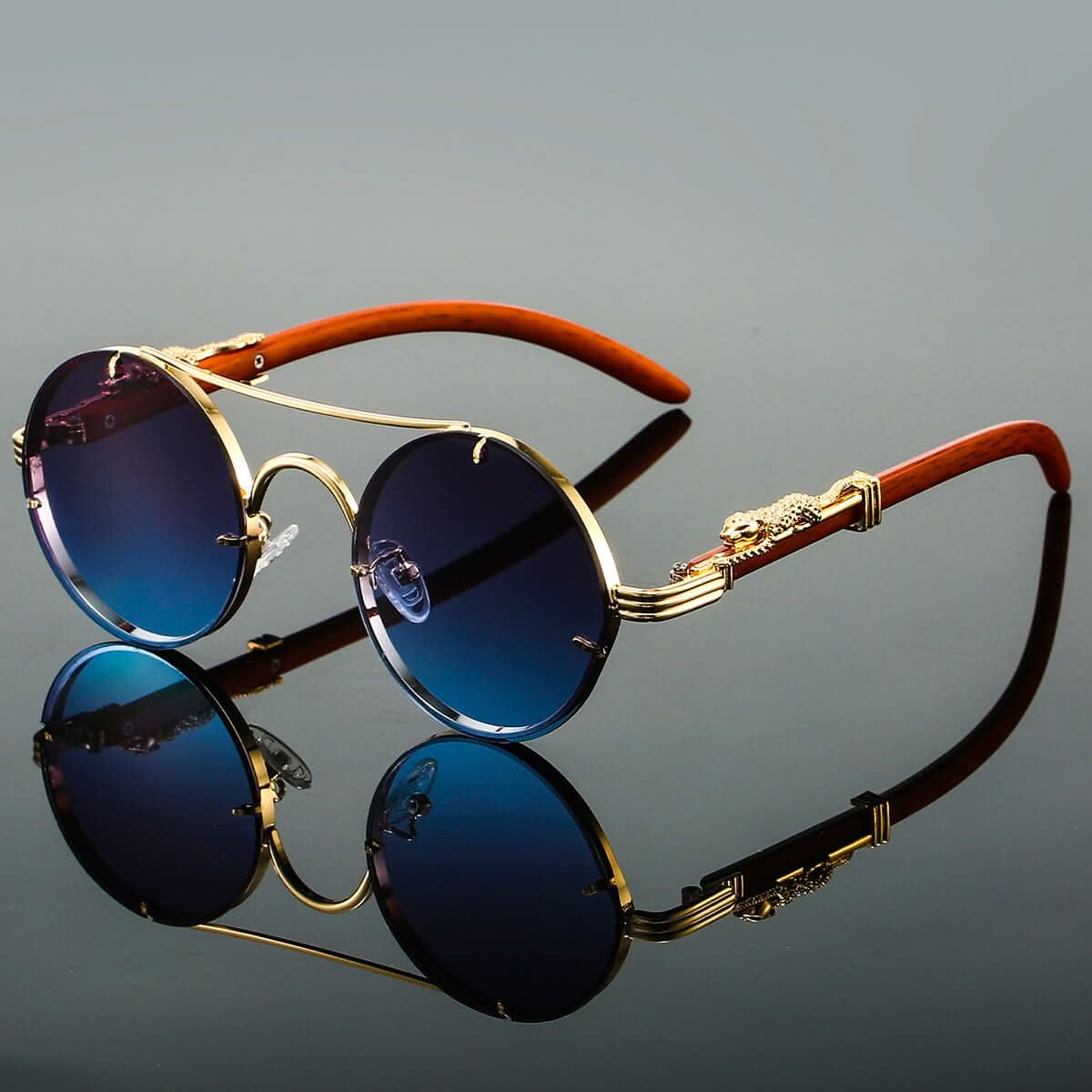 BowLift | Men’s Oval Metal Retro Sunglasses with UV Protection
