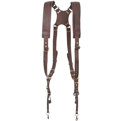BowLift | Quick Release Anti-Slip Dual Shoulder Leather Harness Camera Strap with Metal Hook for SLR / DSLR Cameras (Brown)