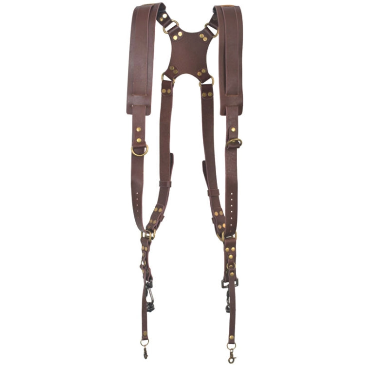 Quick Release Anti-Slip Dual Shoulder Leather Camera Strap with Metal Hooks for SLR / DSLR Cameras (Brown)
