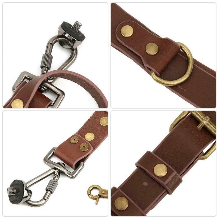 Skanto | Quick Release Anti-Slip Double Shoulder Leather Harness Camera Strap with Metal Hook for SLR/DSLR Cameras (Brown)