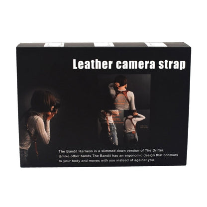 Skanto | Quick Release Anti-Slip Double Shoulder Leather Harness Camera Strap with Metal Hook for SLR/DSLR Cameras (Brown)