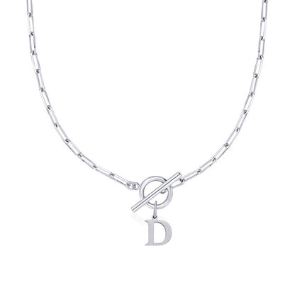 Karnz | Paperclip Initial Letter Circle Lock Necklace