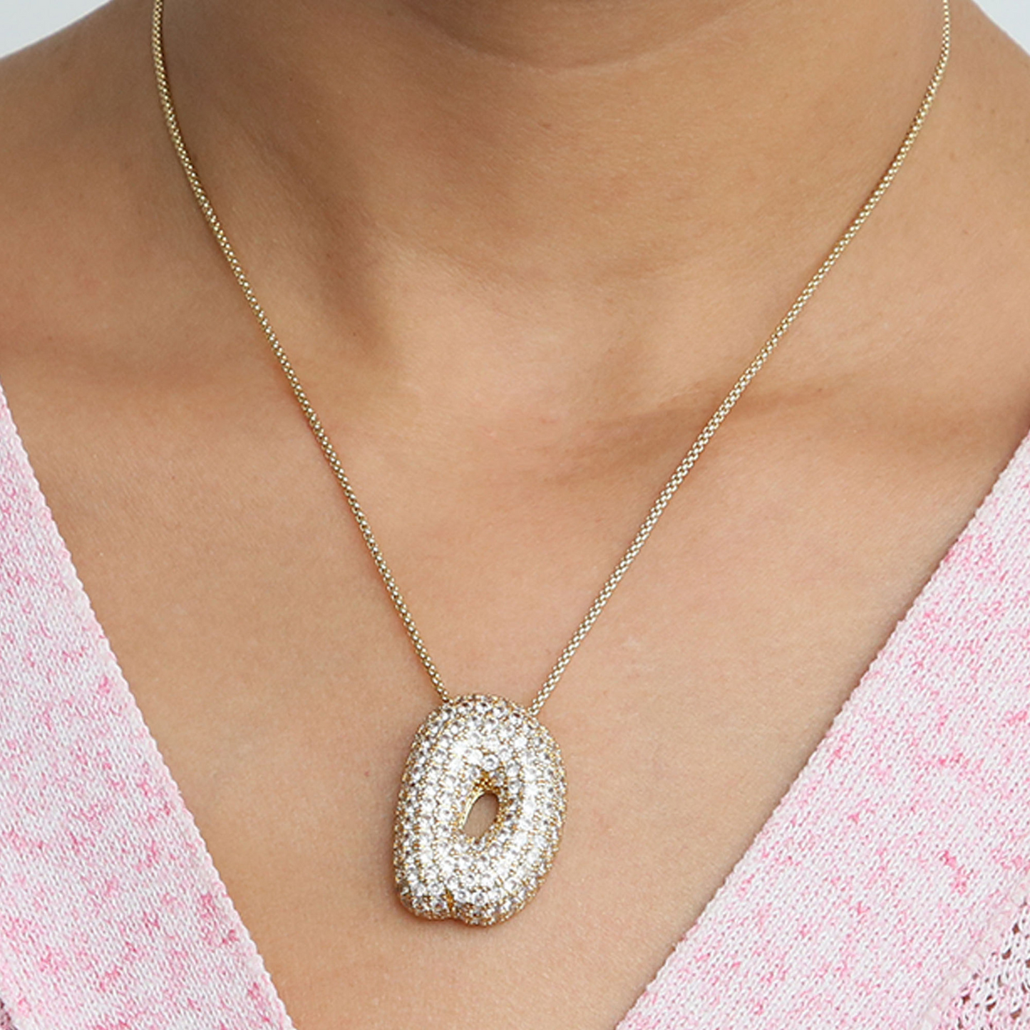 BowLift | Chunky Bubble Diamond Dazzle Initial Necklaces