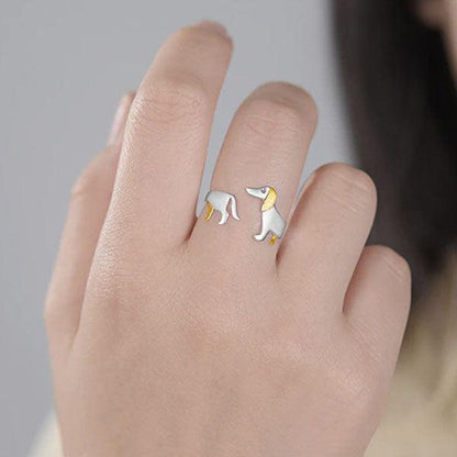 Dachshund Dog 925 Silver Adjustable Ring | Skanto