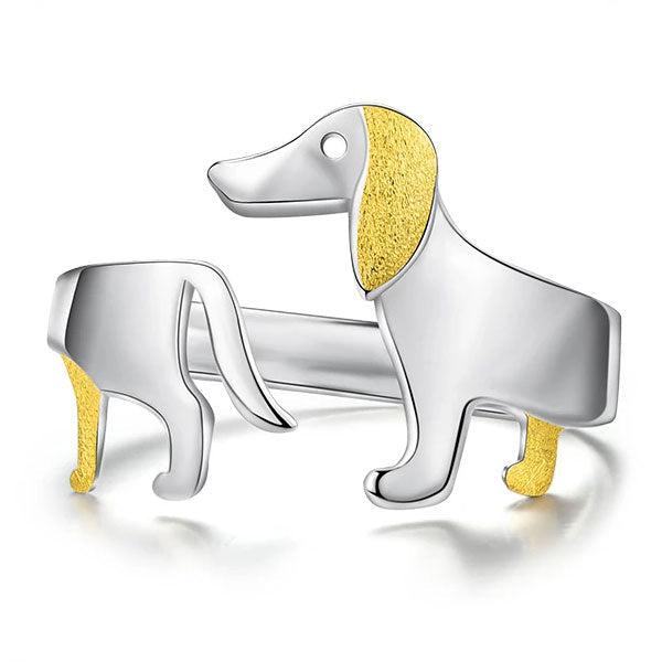 Dachshund Dog 925 Silver Adjustable Ring | Skanto