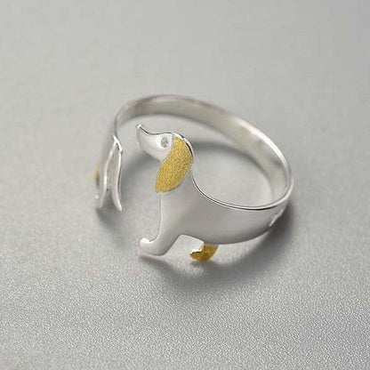 Dachshund Dog 925 Silver Adjustable Ring | Skanto