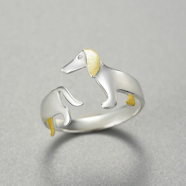 Dachshund Dog 925 Silver Adjustable Ring | Skanto