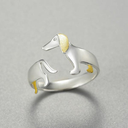 Dachshund Dog 925 Silver Adjustable Ring | Skanto