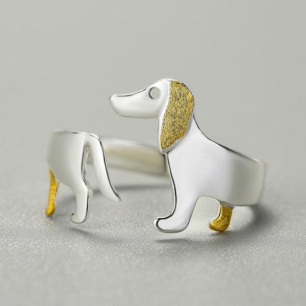 Dachshund Dog 925 Silver Adjustable Ring | Skanto