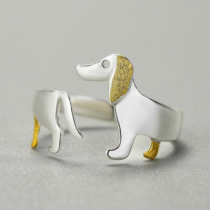 Dachshund Dog 925 Silver Adjustable Ring | Skanto